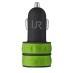  10W car charger with 2 usb ports - lime green (20158)