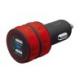  10W car charger with 2 usb ports - red (20157)